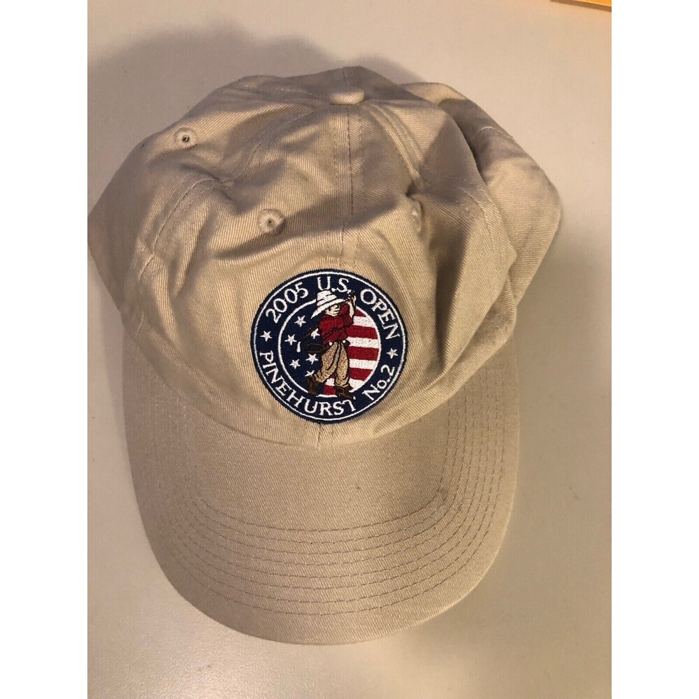 US Open 2005 Pinehurst No. 2 Strap Back Member Hat USGA Member Khaki Embroidered
